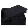 Personnalisé logo noir PU cuir véritable tasse Bar napperon Coaster